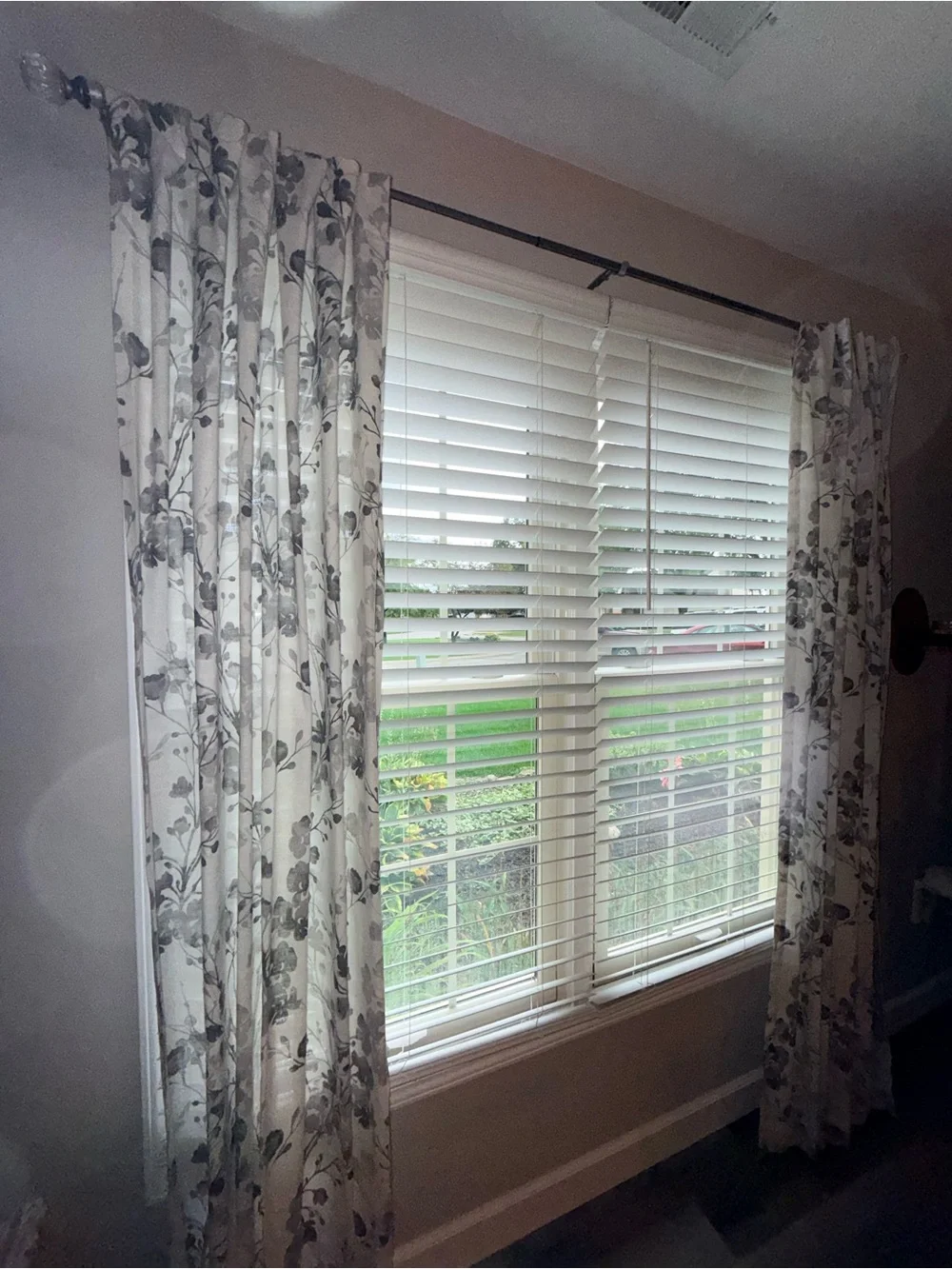 Nicole Miller Sheer Floral Window Curtains in Gray and White - Home Accents